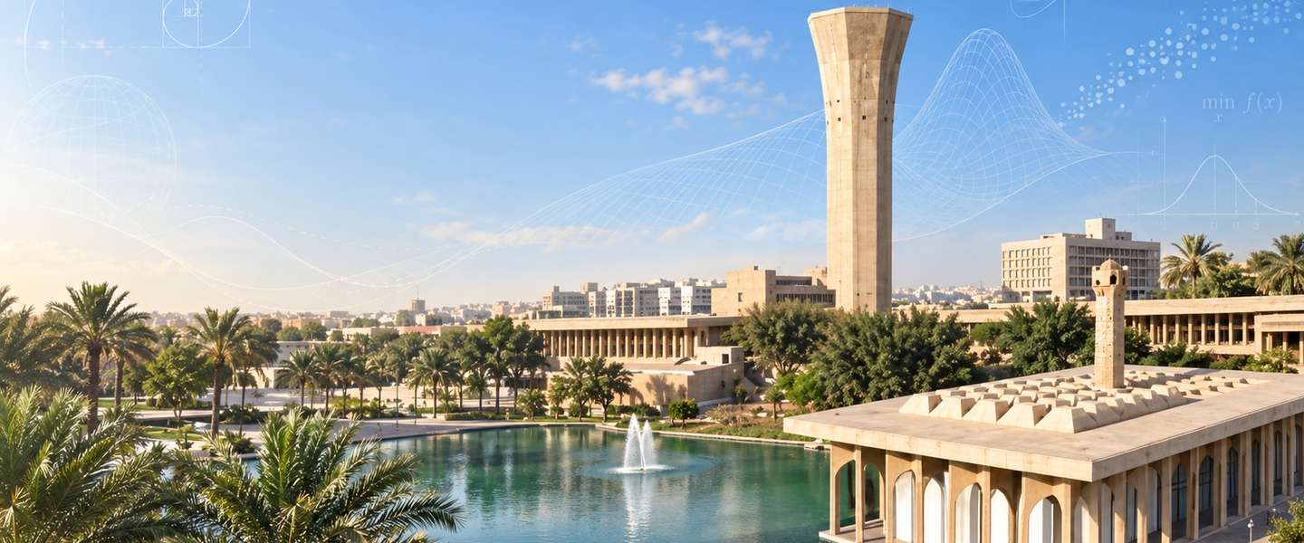 KFUPM campus by day: the pool, the mosque and the water tower